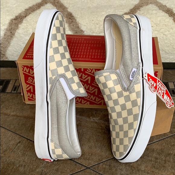 •VANS CLASSIC SLIP ON CHECKERBOARD SILVER WMNS - Picture 12 of 16